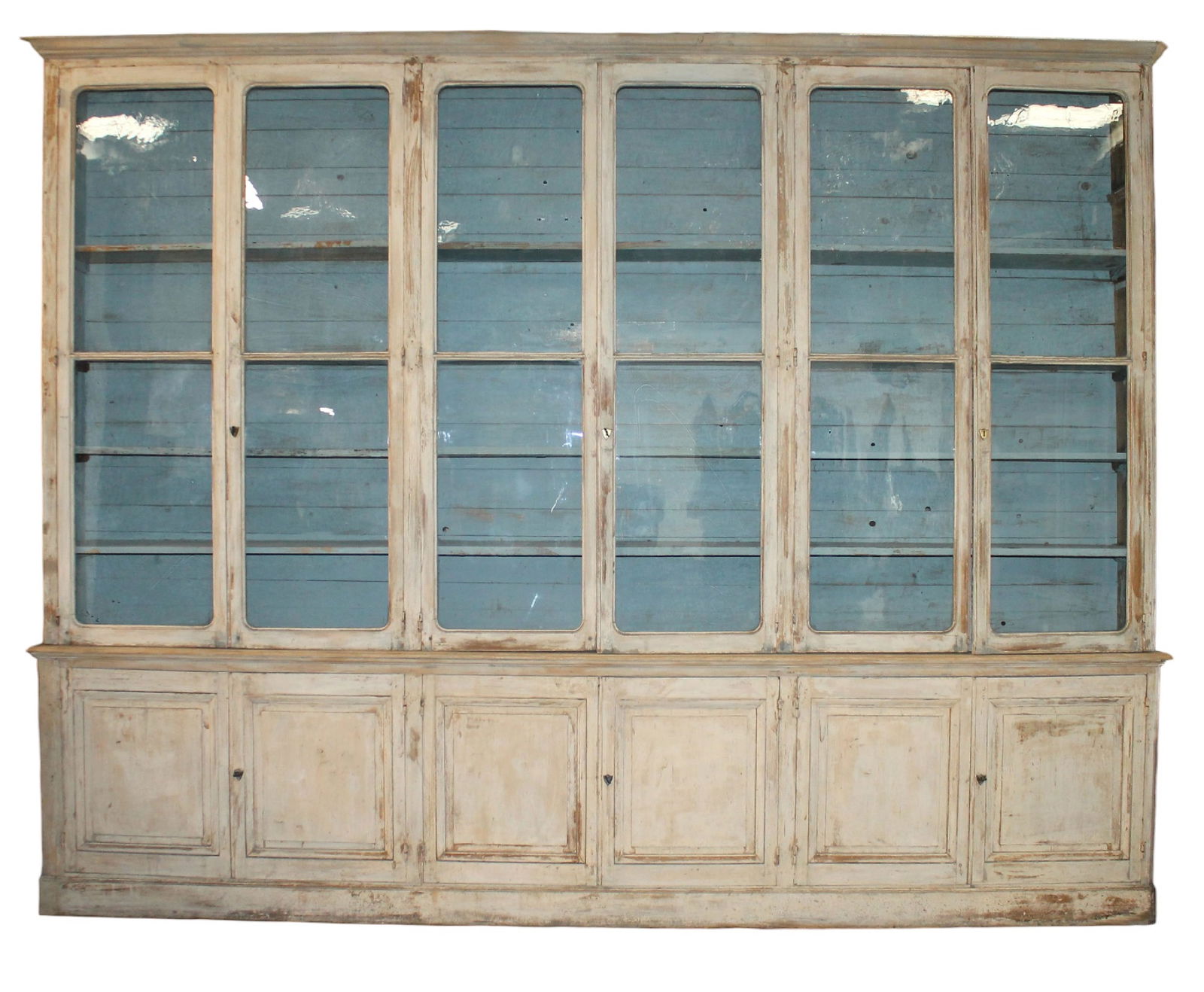 HUGE French 6 door painted oak bookcase (1 of 14)
