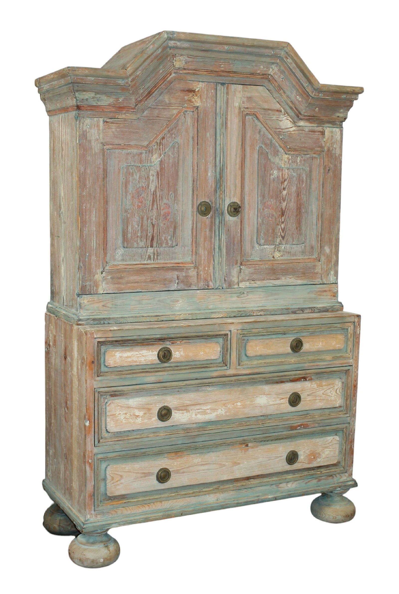 Swedish late Baroque cupboard in painted pine (1 of 10)