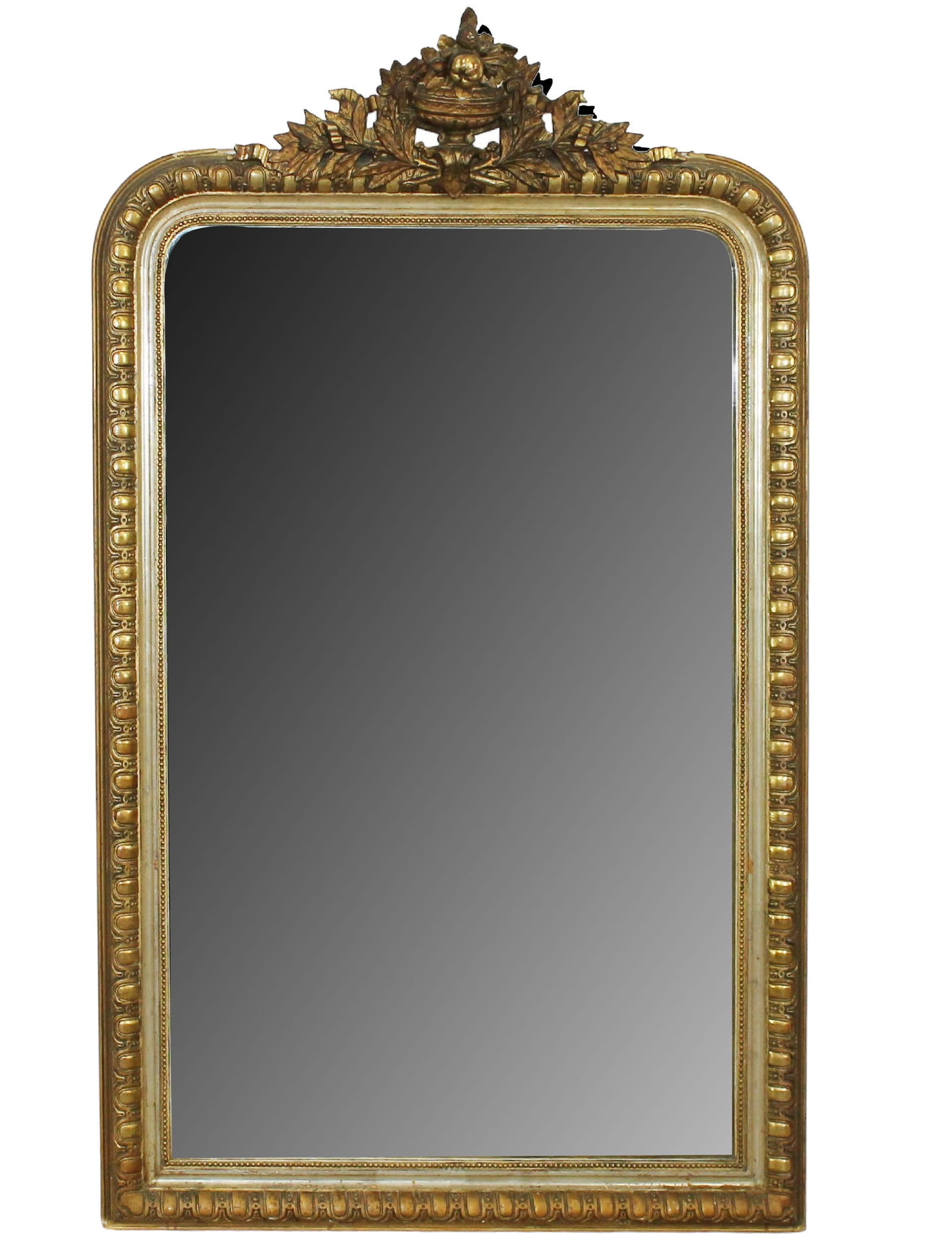 French gold leaf Louis Philippe Transitional mirror with gilt crest (1 of 11)
