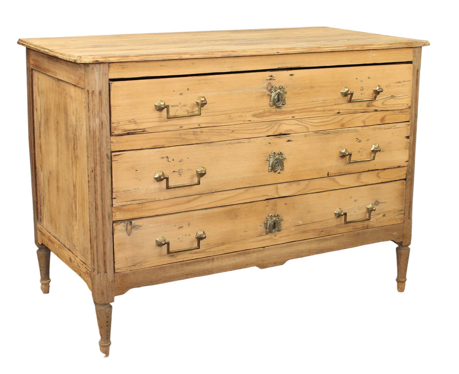 French Louis XVI 3 drawer commode in pine (1 of 8)