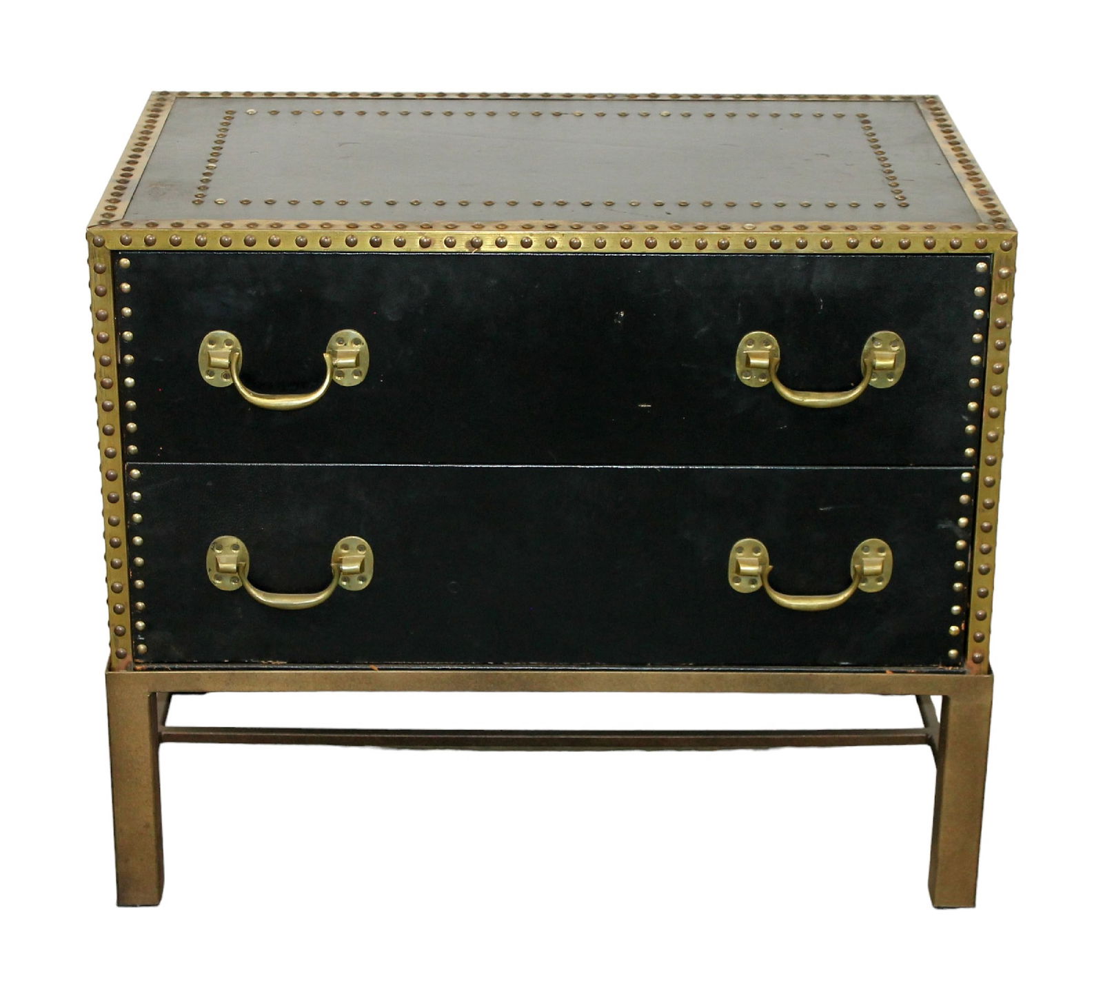 Campaign style 2 drawer chest on stand (1 of 9)