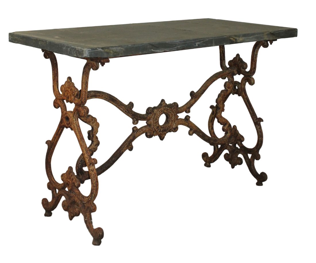 French cast iron base garden table with slate top (1 of 13)