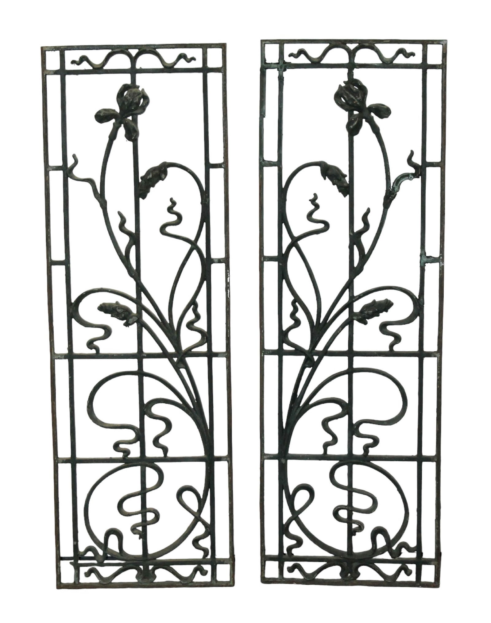 Pair of French Art Nouveau iron panels (1 of 8)