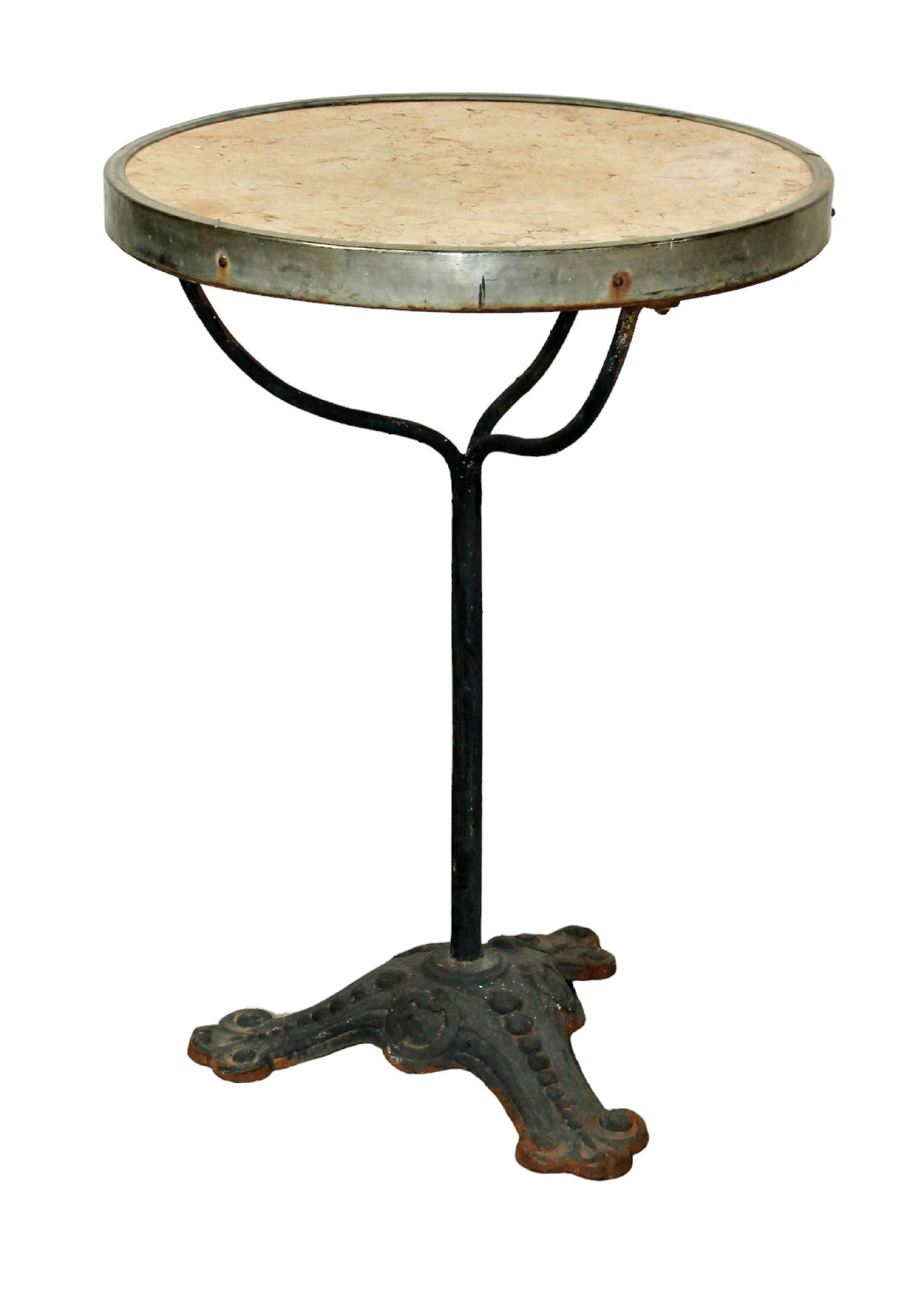 French cast iron pedestal base bistro table with round marble top (1 of 6)