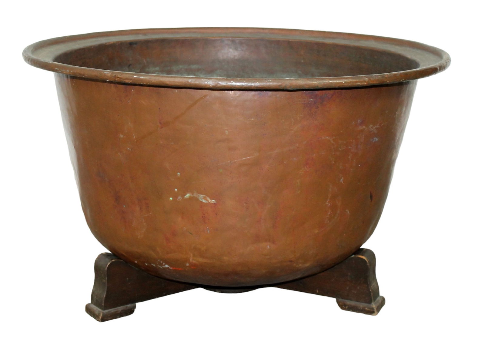 French large copper cauldron on wooden stand (1 of 8)