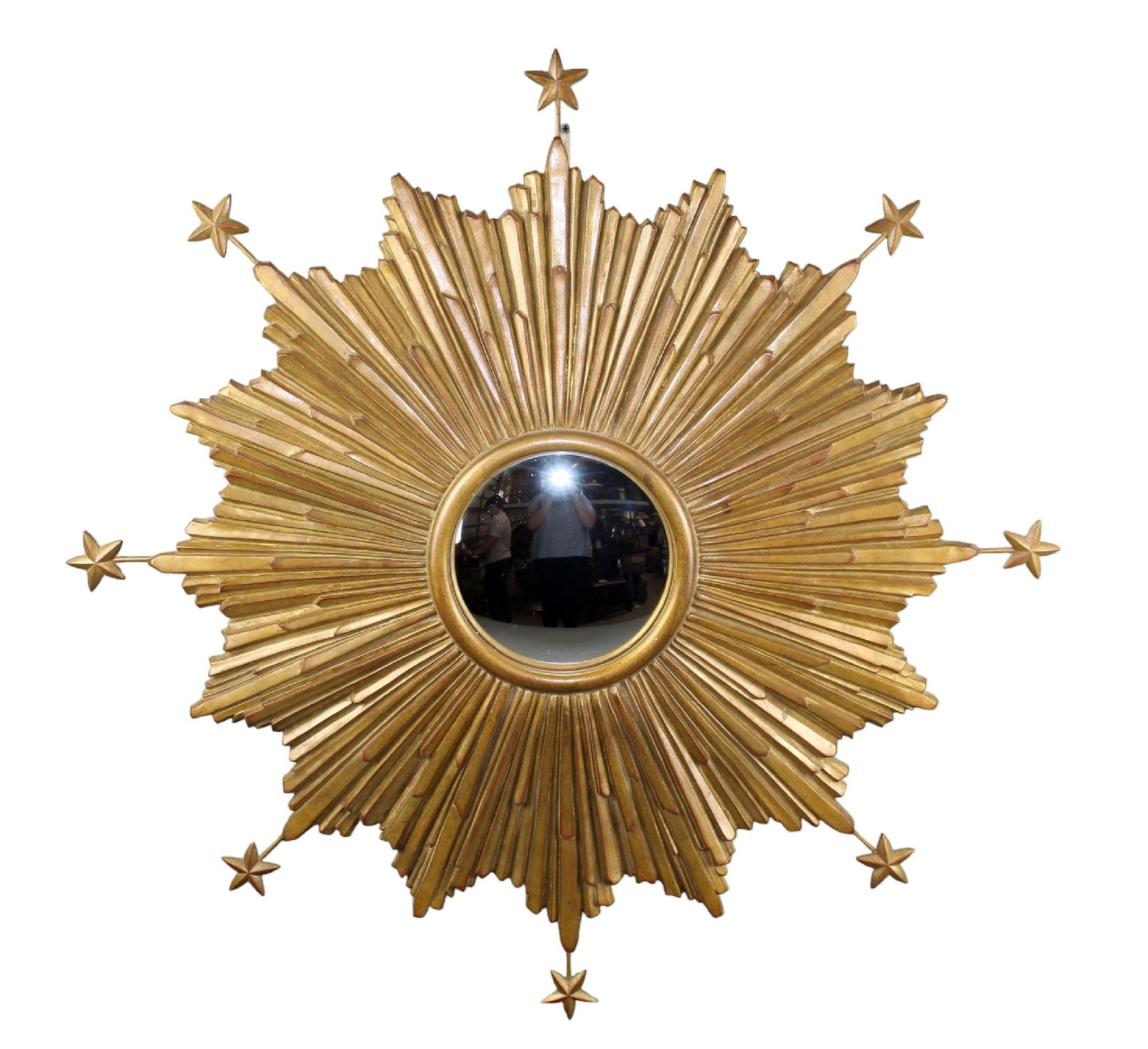 French cast gilt sunburst mirror with stars (1 of 9)