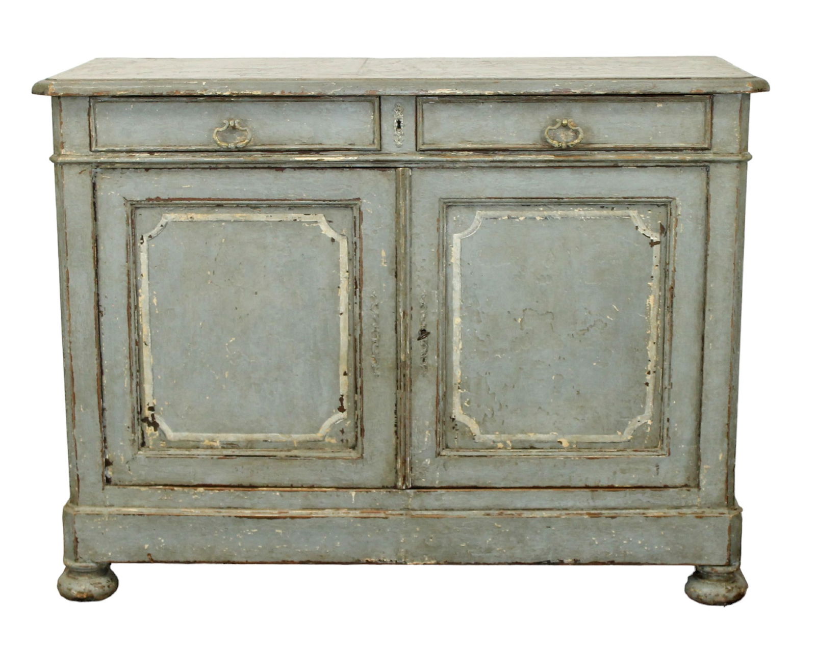 French 2 drawer over 2 door painted buffet bas (1 of 12)