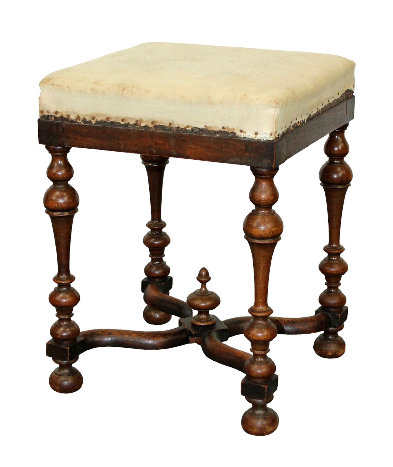 French shaped base foot stool in walnut (1 of 7)