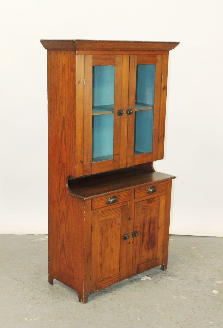American primitive petite step back cabinet in pine (1 of 8)