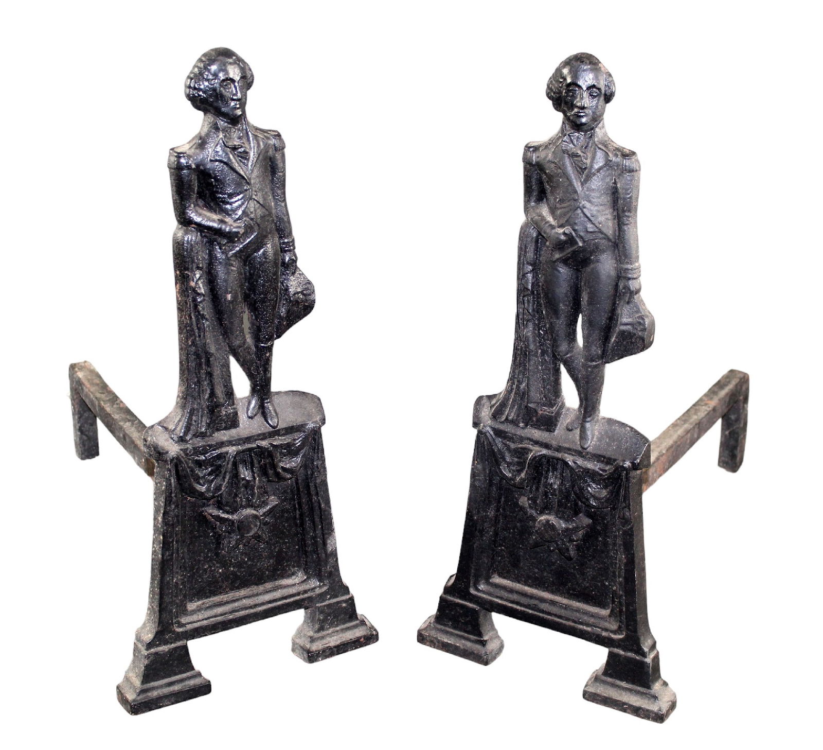 Pair of American cast iron George Washington andirons (1 of 3)