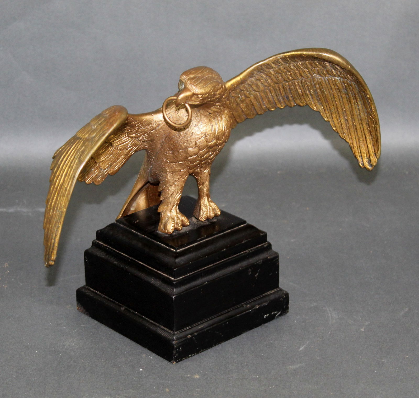 Bronze eagle mounted on wooden base (1 of 8)
