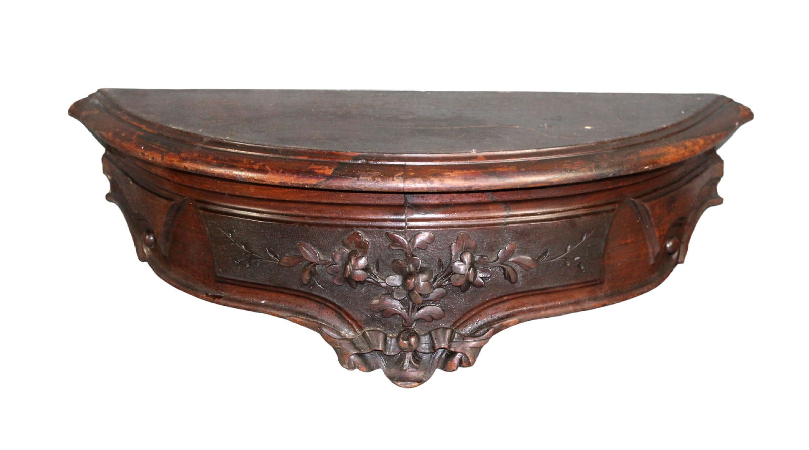 French carved walnut demi lune wall shelf (1 of 8)
