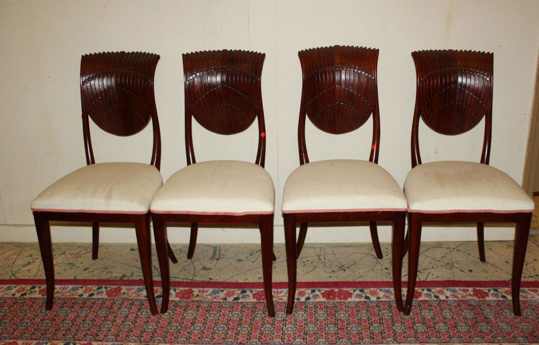 Set of 4 Art Deco chairs in mahogany: 36 7/8"h
