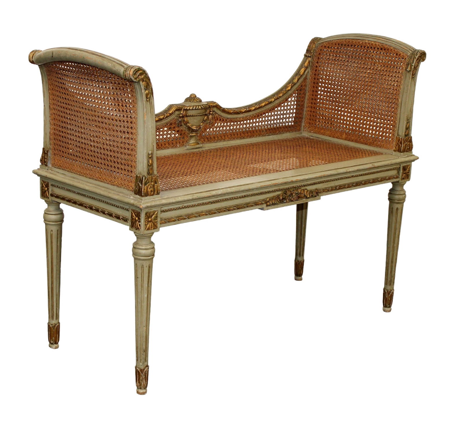French Louis XVI style settee window bench with cane (1 of 9)