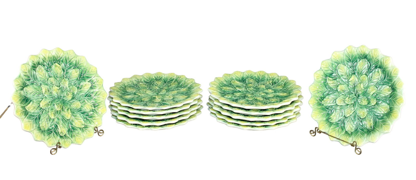 Lot of 12 Italian Vietri Foglia leaf plates (1 of 9)