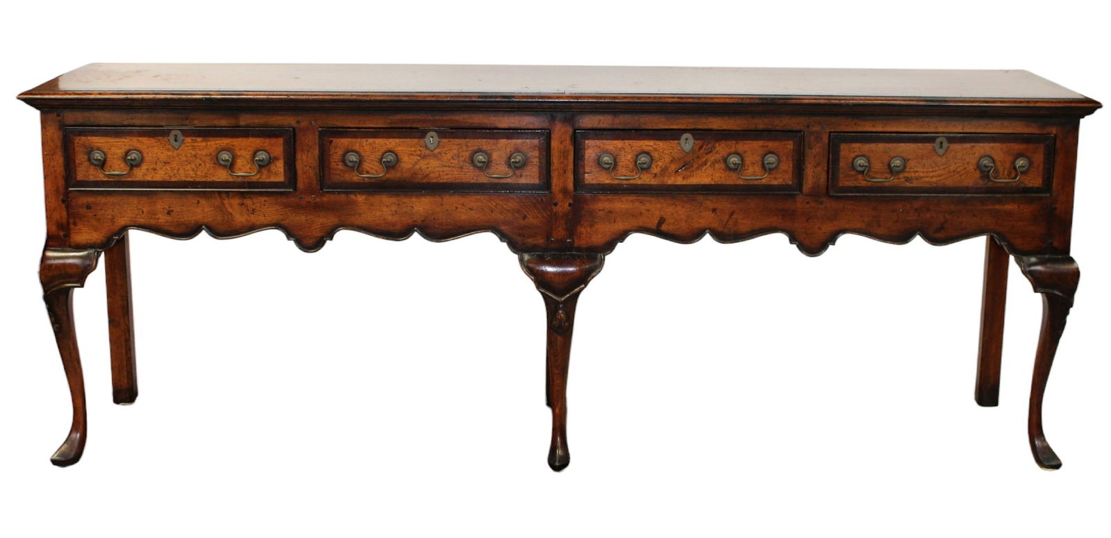 English 4 drawer oak dresser base with pad feet (1 of 10)