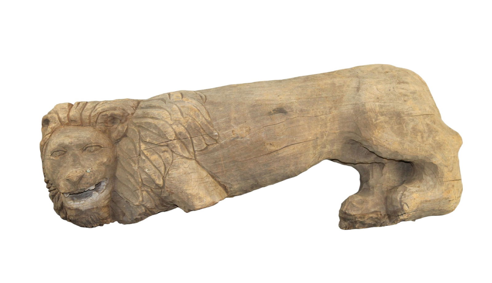 Carved wooden lion sculpture fragment (1 of 10)