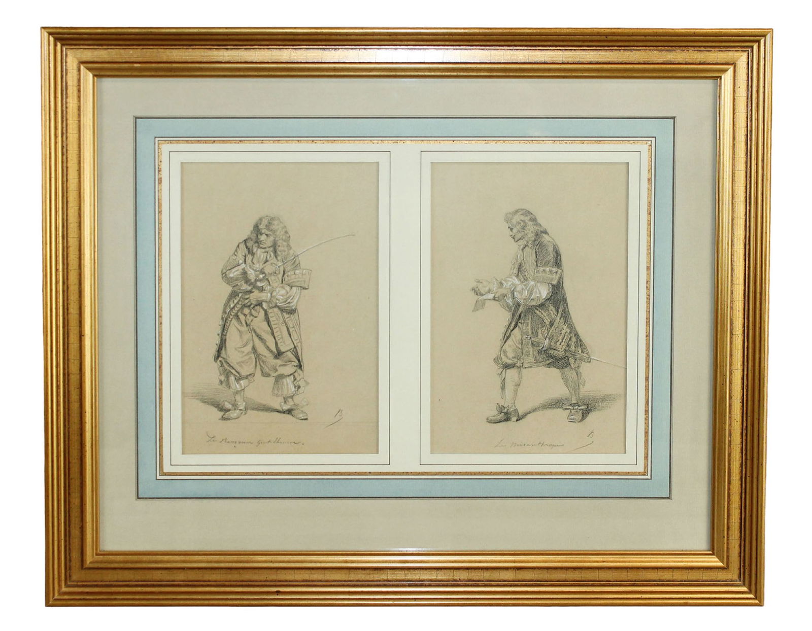 French 19th-century pencil drawings of "Le Monsieur Gentilhomme" and "Le Misathrope” (1 of 7)