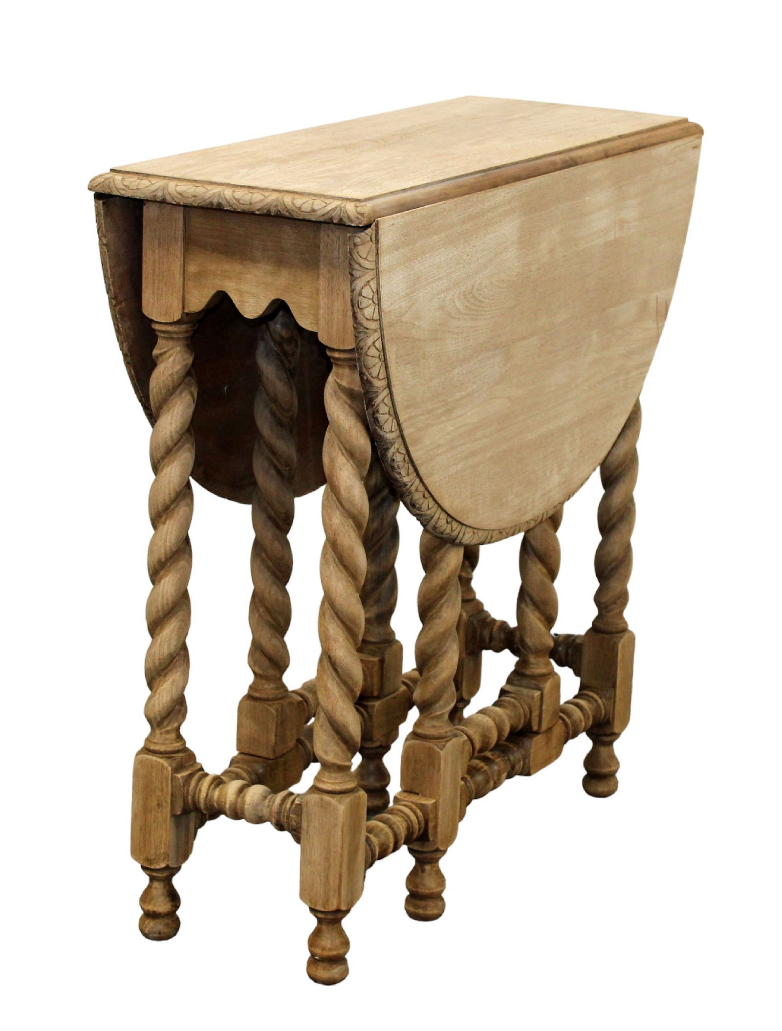 French gate leg drop side drop side table on barley twist legs (1 of 6)