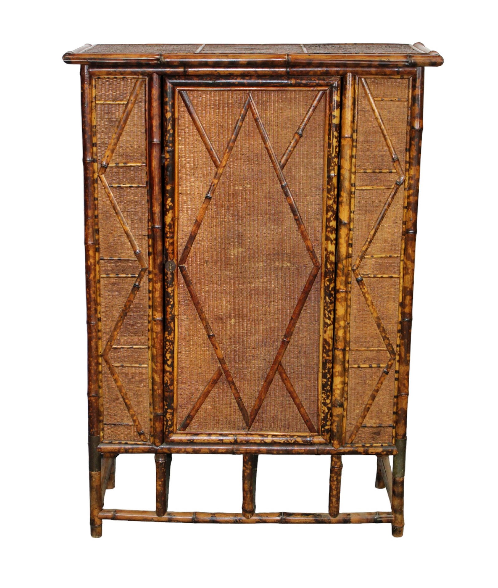 English burnt bamboo and rattan cabinet (1 of 10)