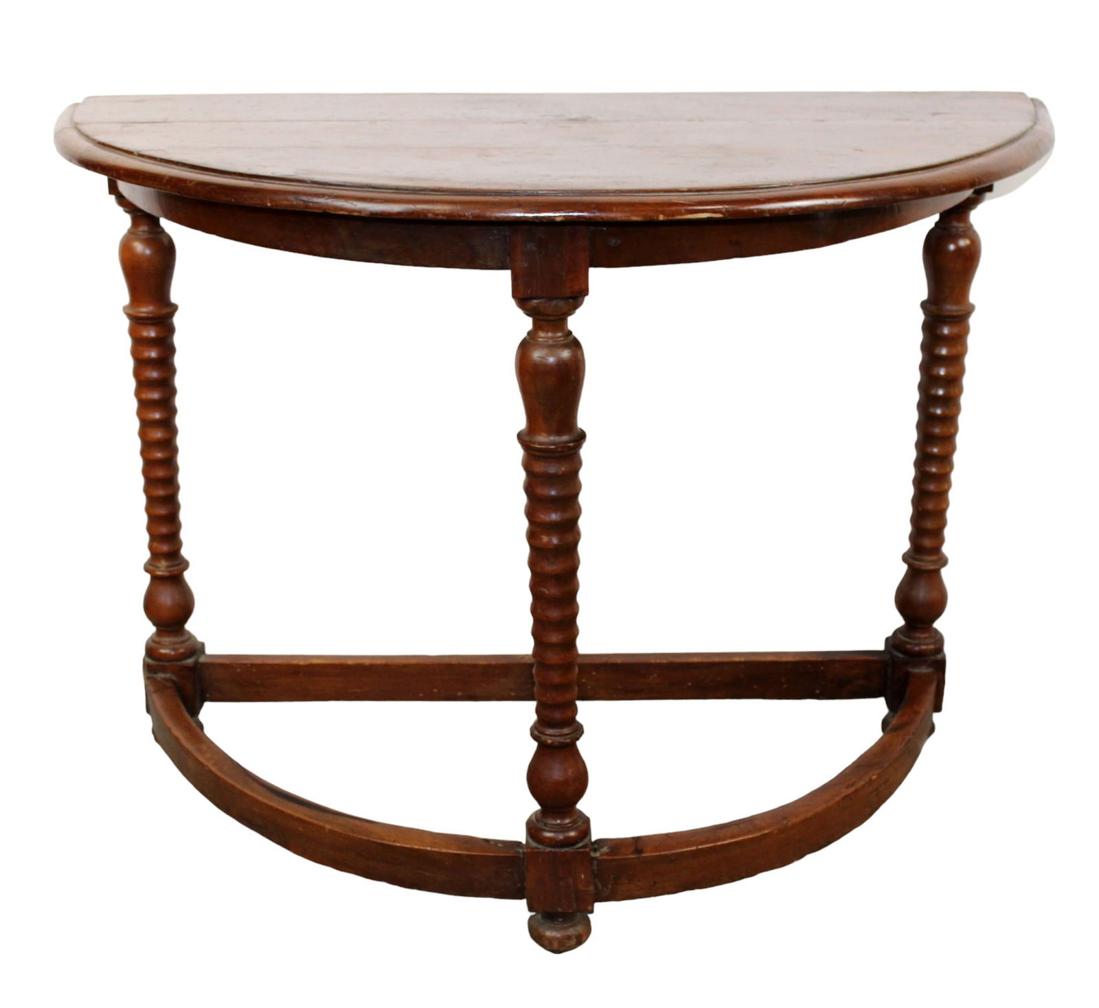 Italian demi lune 3 leg console table in walnut (1 of 10)