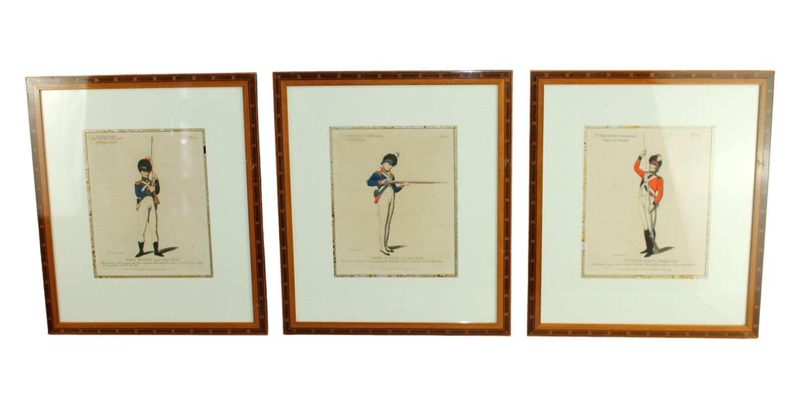 Lot of 3 English book plate etchings of soldiers (1 of 8)