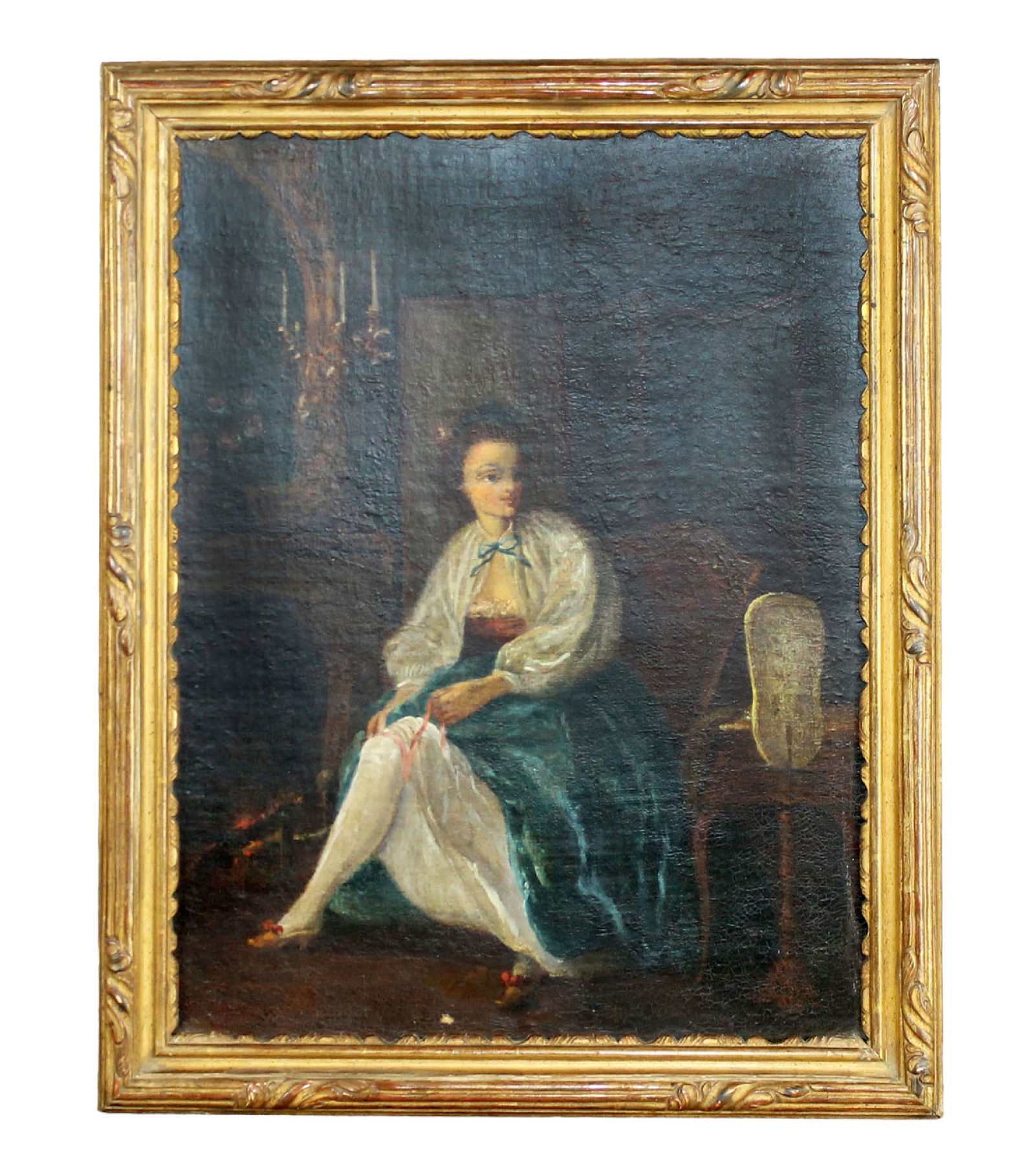 French school  oil on canvas painting portrait of a woman (1 of 9)