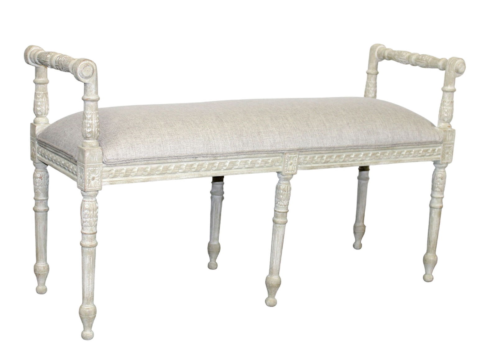 Louis XVI style 6 leg window bench in painted finish (1 of 7)