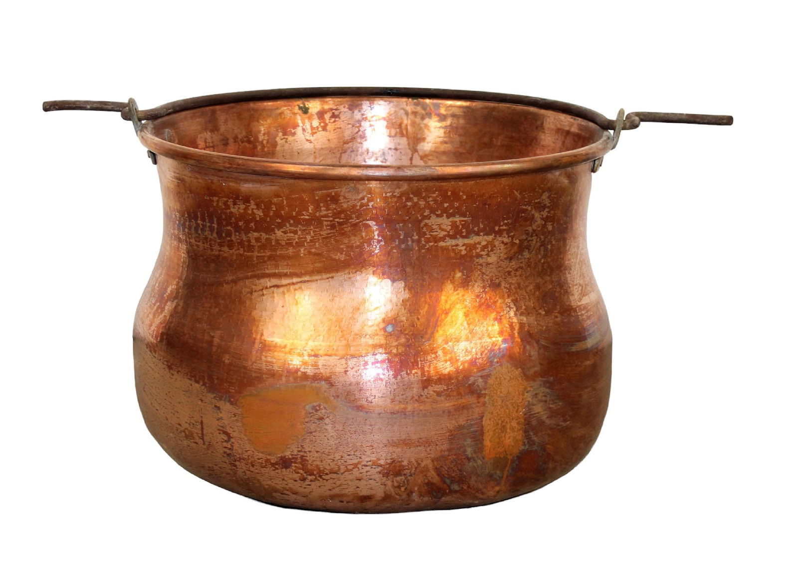 Large French 19th century copper cauldron with iron handle (1 of 6)