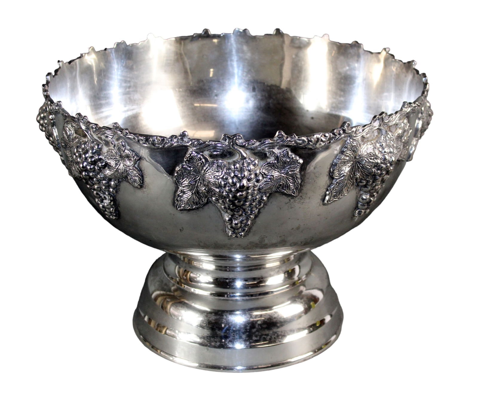 French repousse silverplate footed champagne urn with grapes (1 of 8)