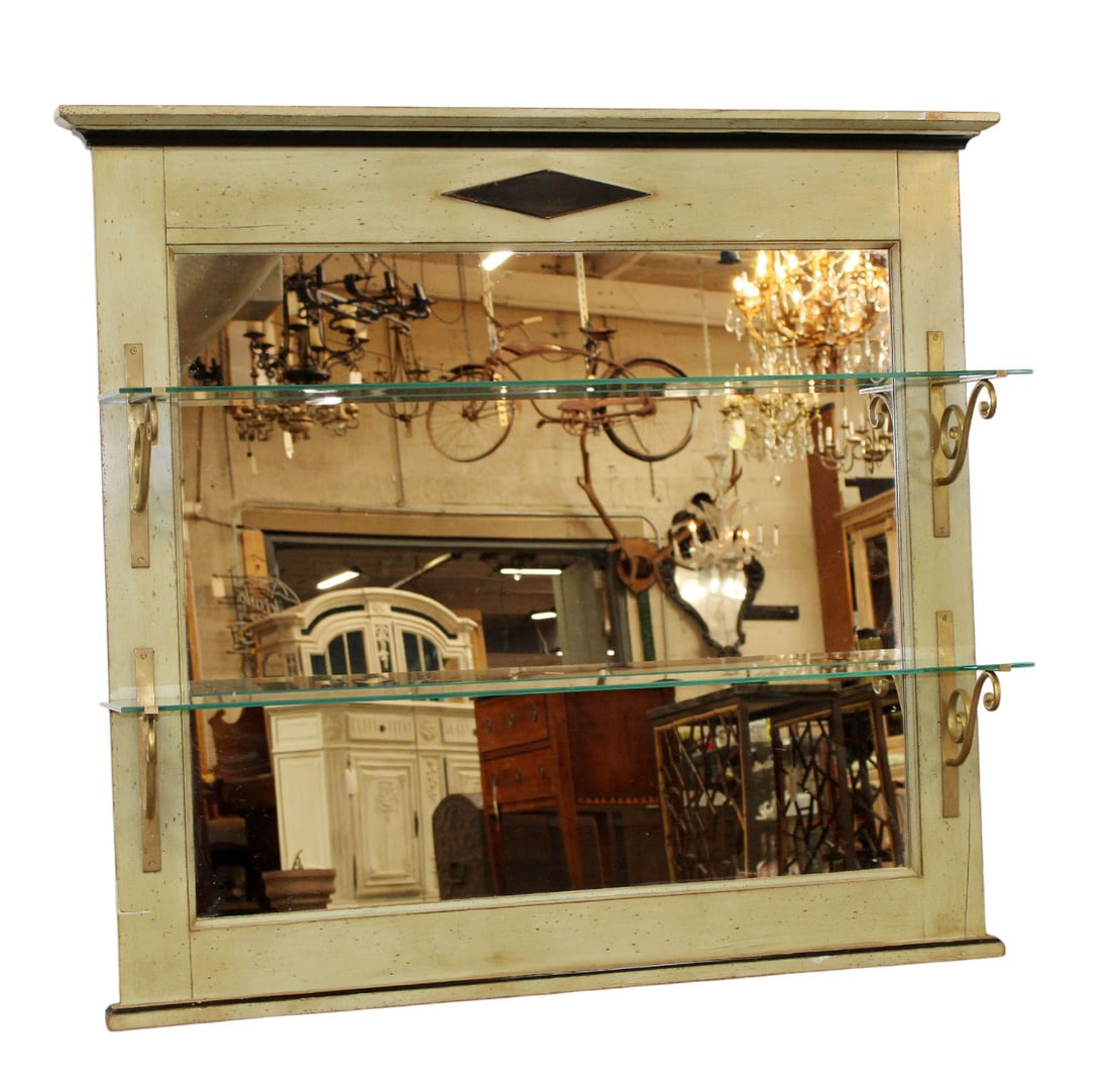 French Heritage bistro back bar mirror with glass shelves (1 of 6)
