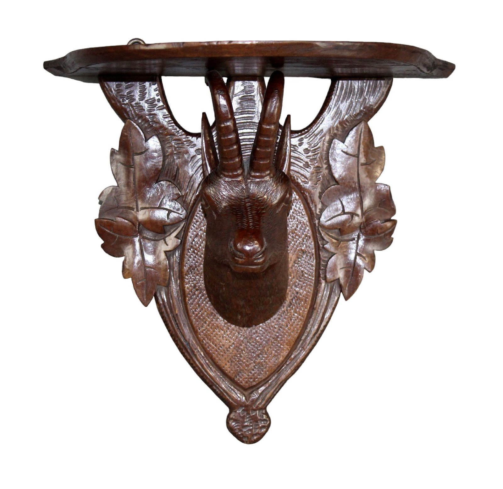 Dimunitive Black Forest wall shelf with antelope (1 of 8)