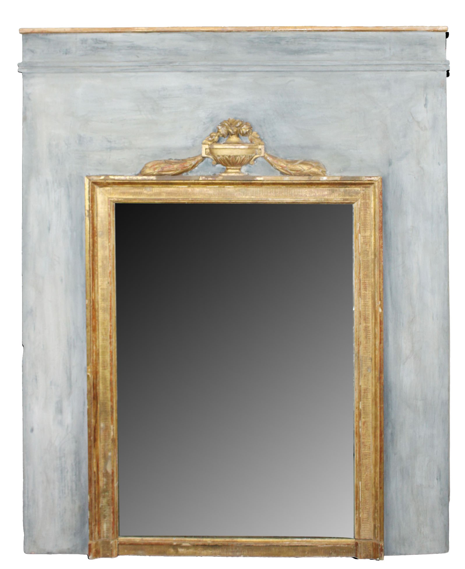 French Louis XVI gold leaf mirror mounted on painted boiserie panel (1 of 9)