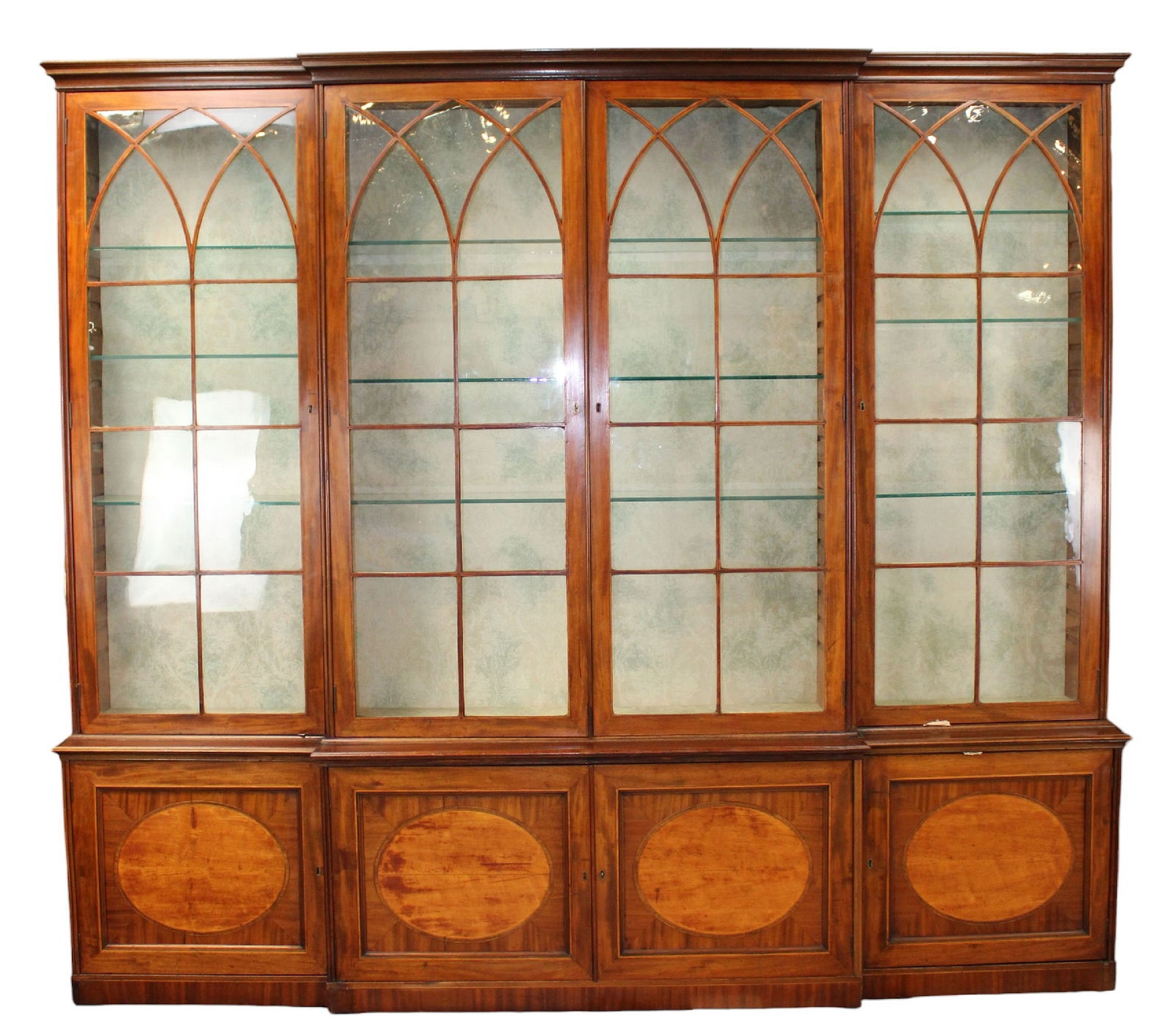 English George III 4 door glass front breakfront bookcase (1 of 9)