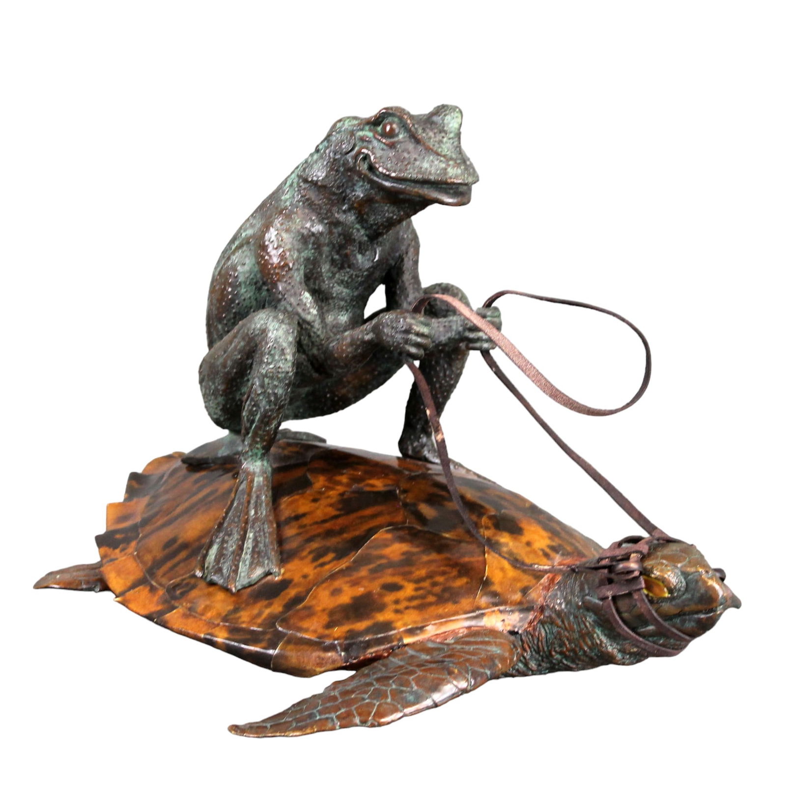 Maitland Smith statue bronze frog on tortoise (1 of 10)