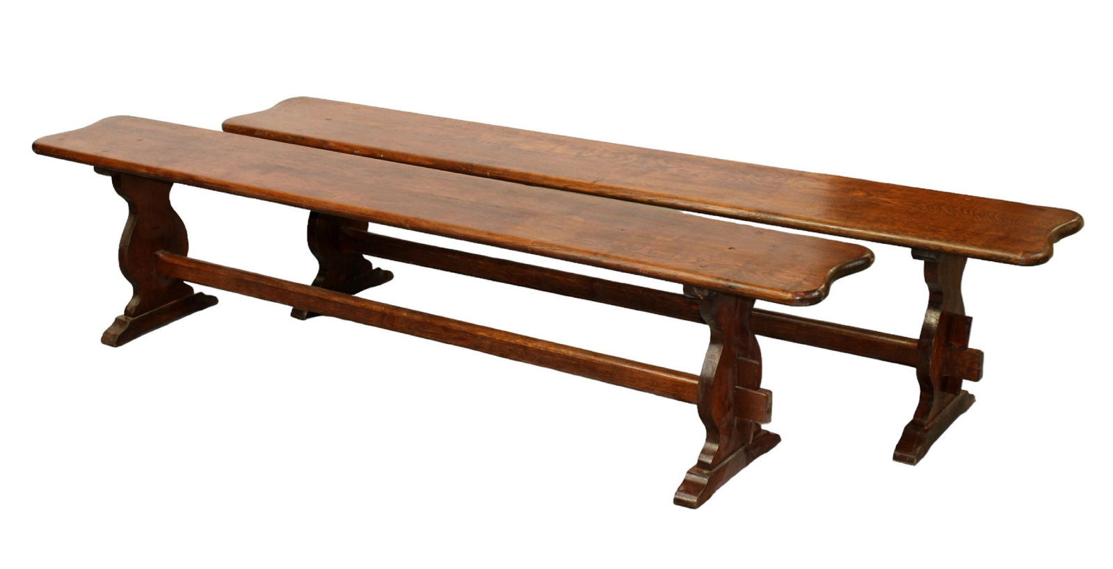 Pair of French backless benches in oak (1 of 5)