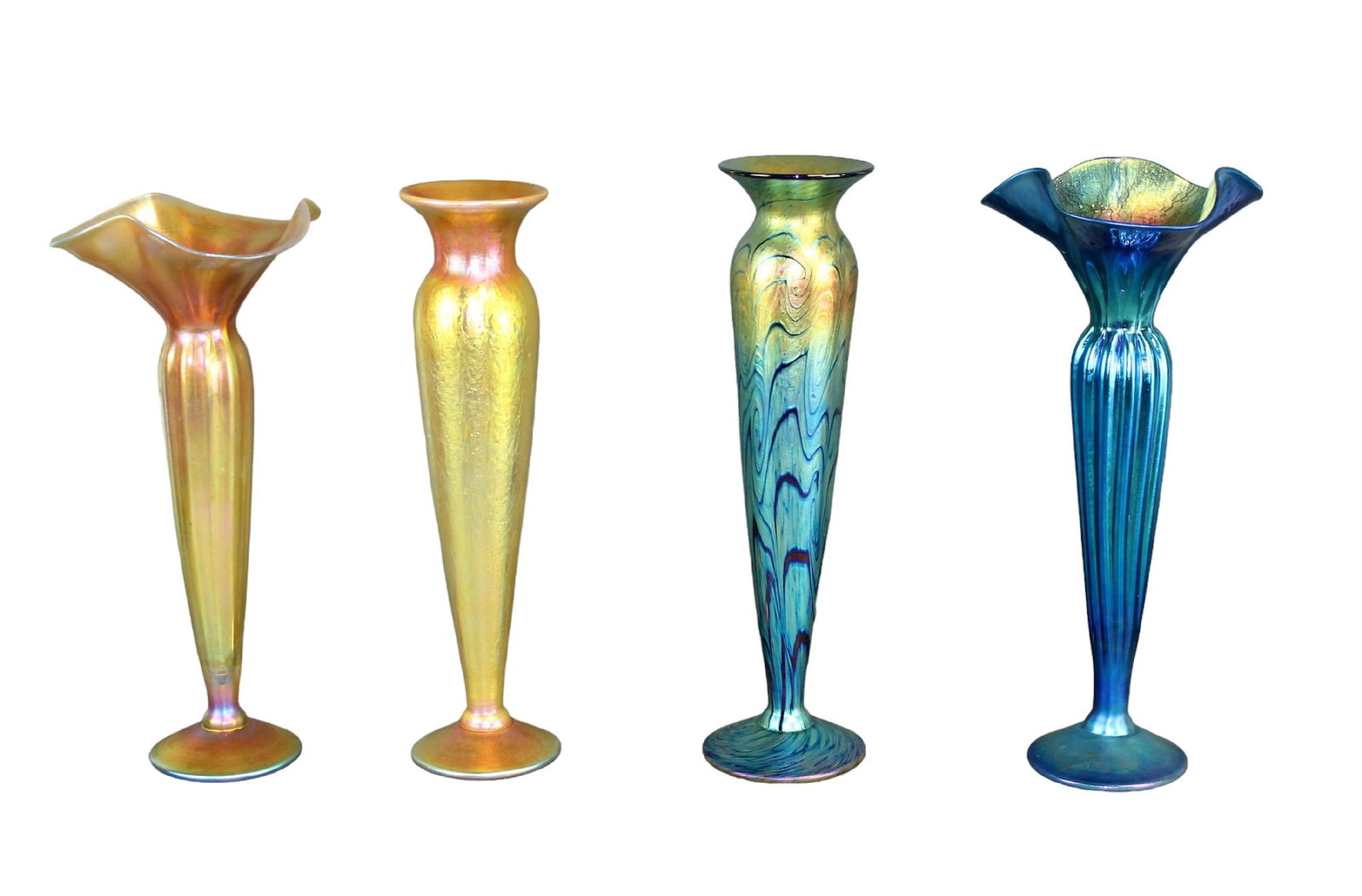 Lot of 4 Lundberg Studios, California art glass vases (1 of 8)