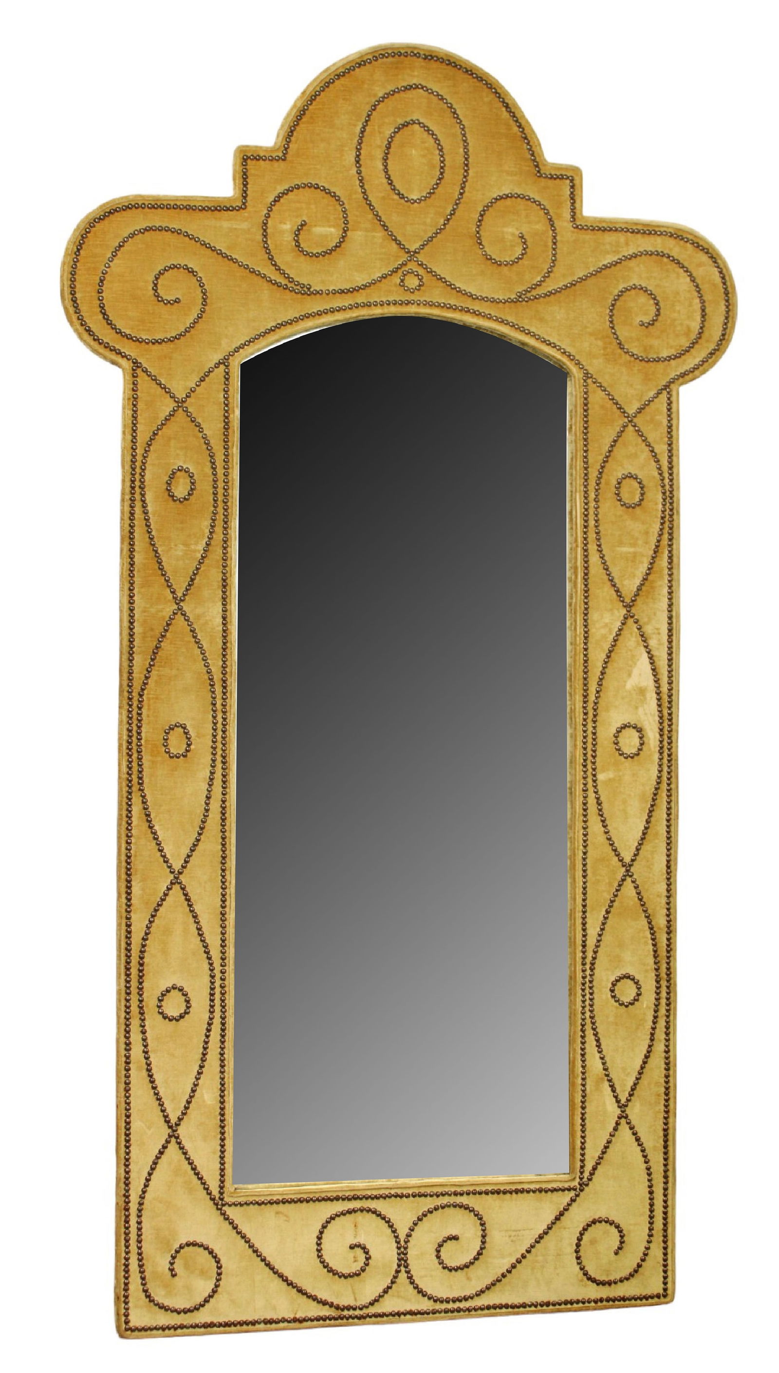 Large Hollywood Regency style mirror with studded velvet frame (1 of 6)