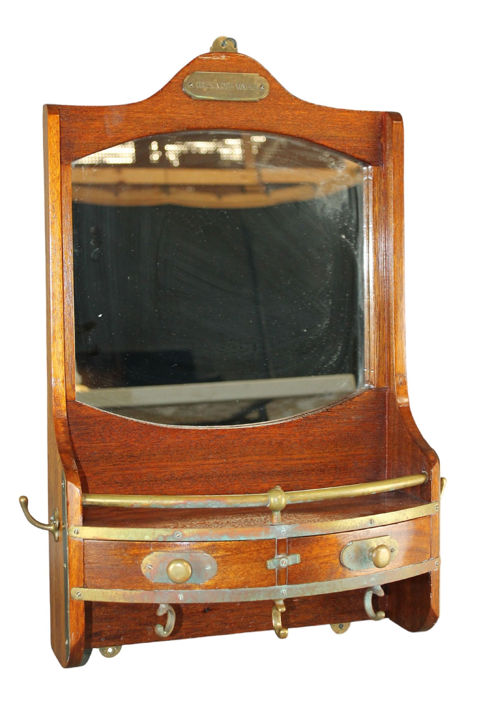 Ship Captain's mahogany & brass vanity mirror (1 of 14)