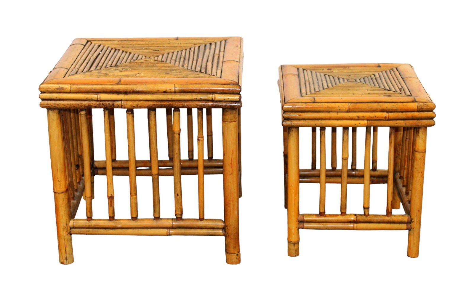 Set of vintage bamboo nesting side tables (1 of 7)