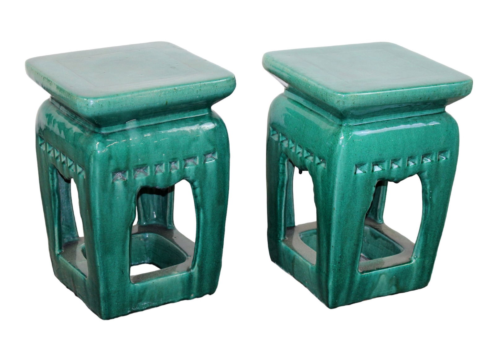 Pair of Chinese glazed terra cotta garden seats (1 of 8)