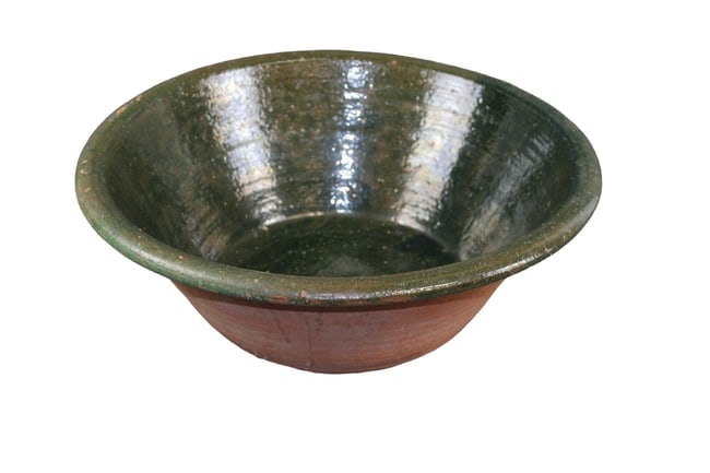 Large French glazed terra cotta tian bowl (1 of 7)