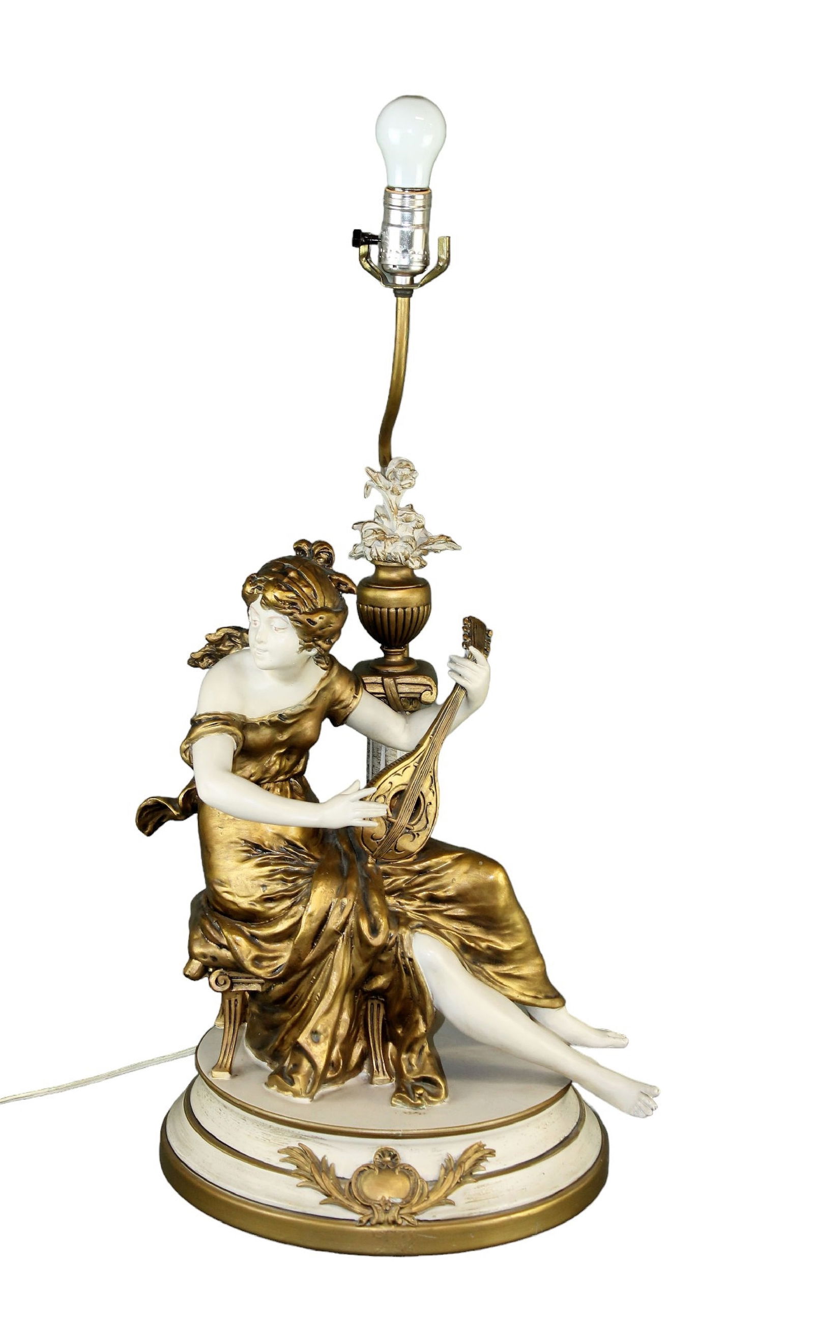 Vintage Art Nouveau style painted spelter figural lamp (1 of 7)