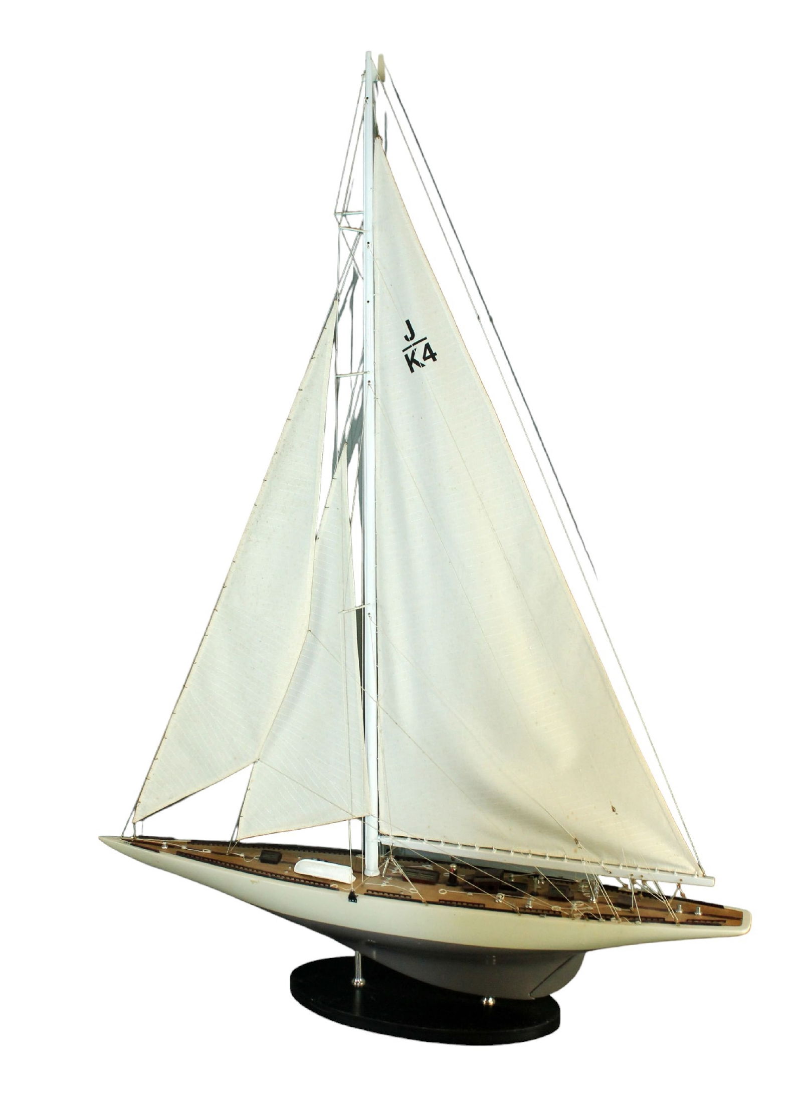 Model sailing ship on wooden base (1 of 10)