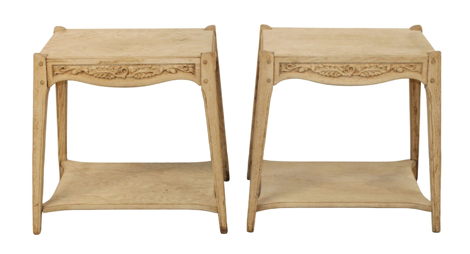 Pair of French 2-tier side tables in bleached oak (1 of 9)