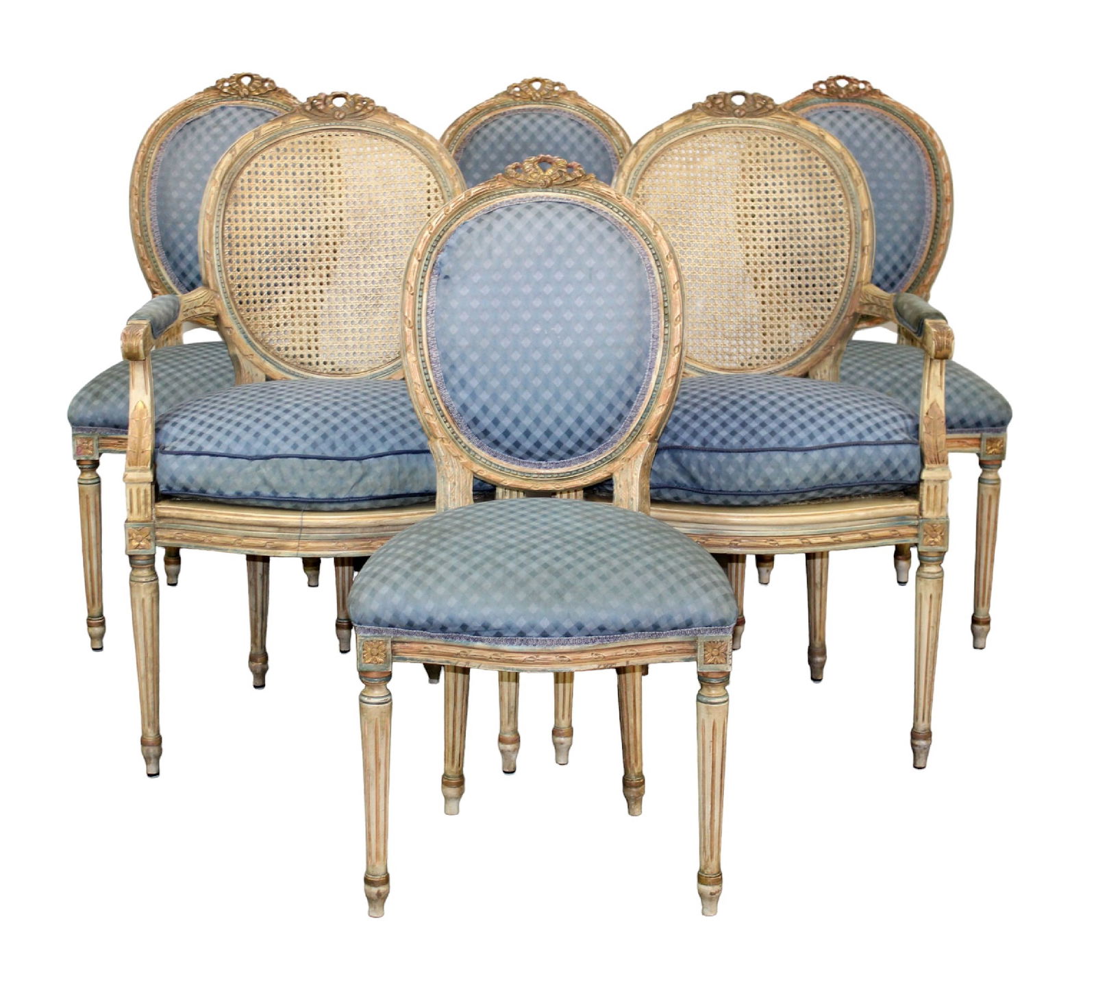 Set of 6 French Louis XVI style painted chairs (1 of 14)