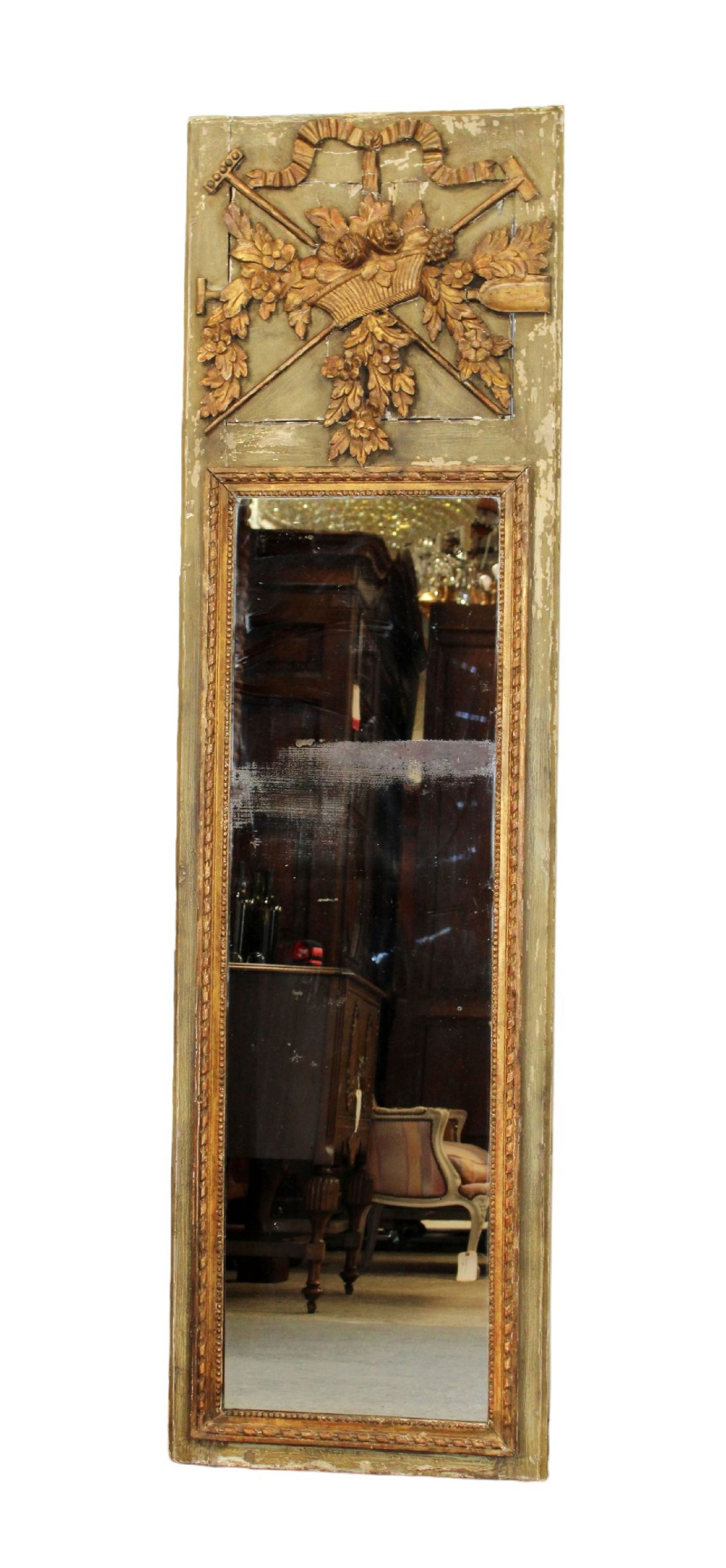 French Louis XVI painted and parcel gilt trumeau mirror (1 of 8)