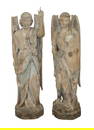 Pair of French carved and painted wood altar saints