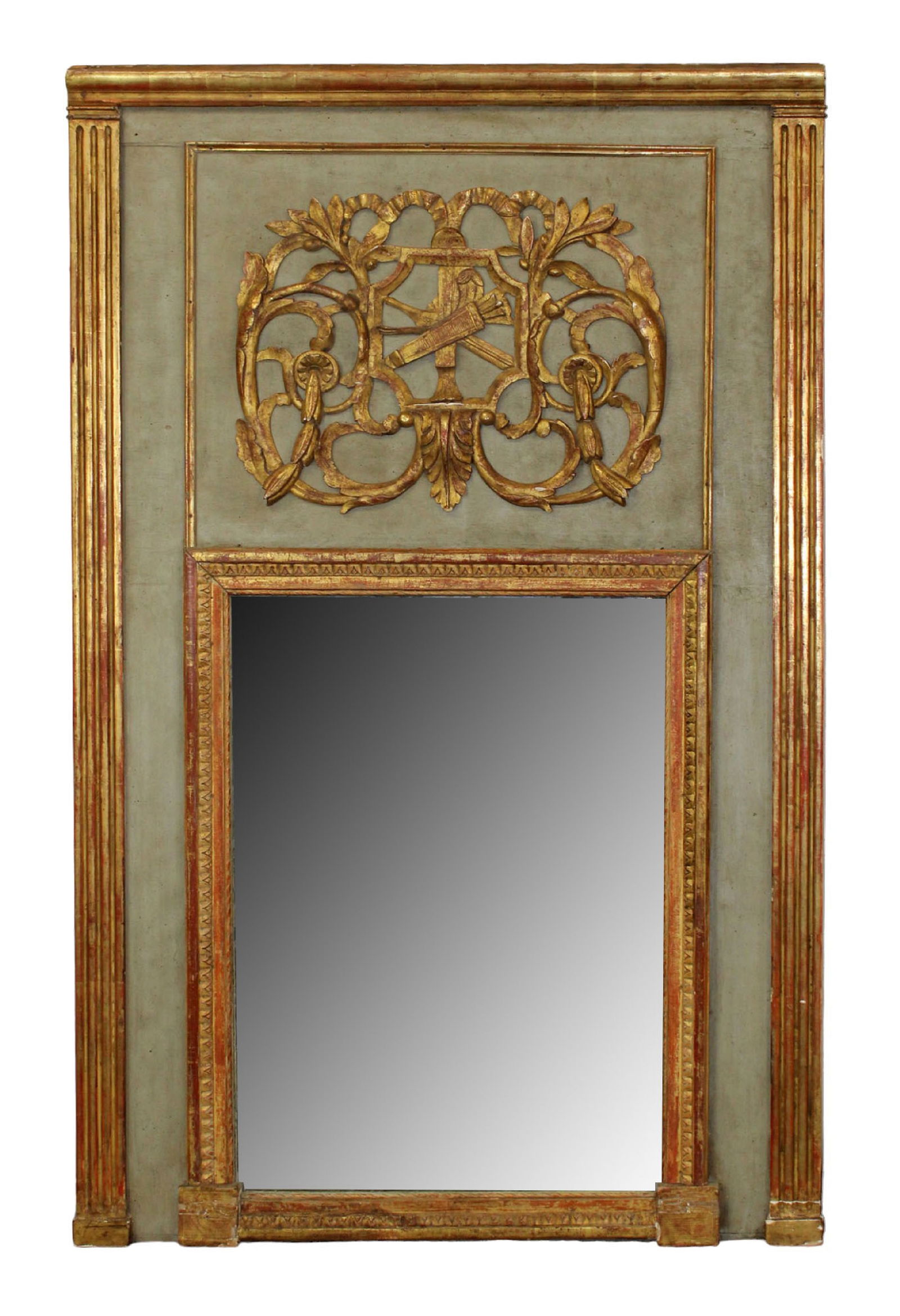 French Louis XVI painted and parcel gilt trumeau mirror (1 of 8)