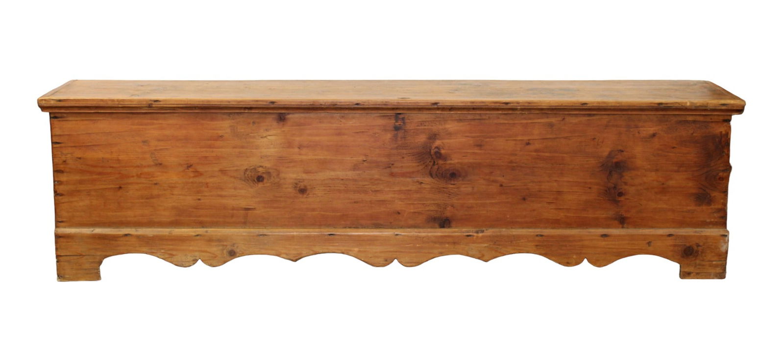 English pine lift top trunk with scalloped apron (1 of 7)